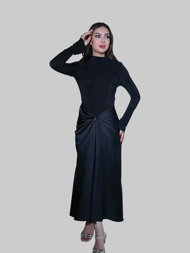 فستان نسائي سهرة طويل من SEI BELLA  بتفاصيل دقيقة وزر مميز S-XL