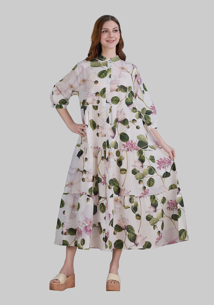 قميص نسائي طويل ذو التصميم الزهري الرائع M-XXL