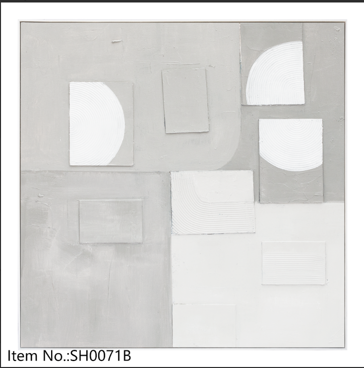 لوحة جدارية تجريدية (3D) - رمادي فاتح 80×80×4 سم