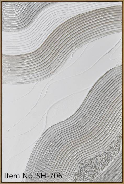 لوحة جدارية نحتية (3D) - طيات قماش باللون البيج الترابي والأبيض 160×90×4 سم