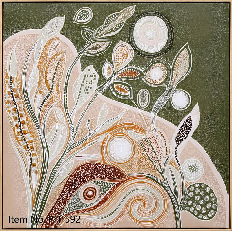 لوحة جدارية تجريدية نباتية - أخضر زيتوني 60×60×4 سم