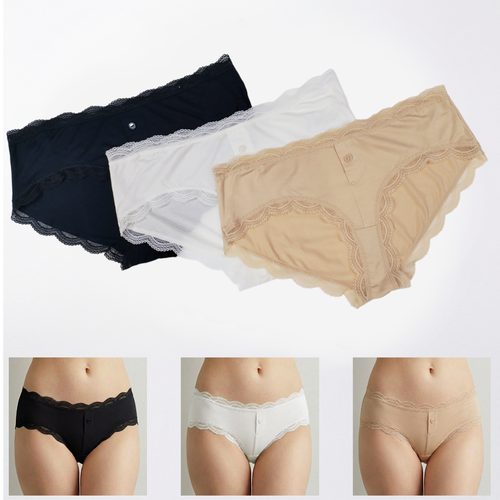 3-piece set of soft underwear with elegant lace waistband and edges