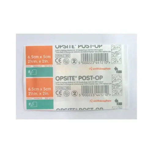 ضمادة ماصة بعد العملية مقاومة للماء والبكتيريا 6.5X5cm-Smith&nephew Opsite Post-op Absorbent Waterproof and Bacteia proof film Dressing 6.5X5cm