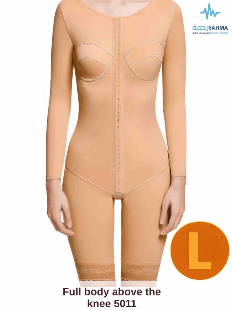 مشد بعد عمليات شفط الدهون من البطن والفخذ والورك، و تجميل الظهر ورفع الذراعين.-VOE Above The Knee Full Body Shaper Beige-5011-L