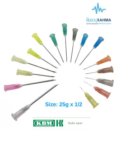 نيدل سرنج معقم 25GX1/2-KBM Single Use Only Disposable Needle 100 pcs 25GX1/2
