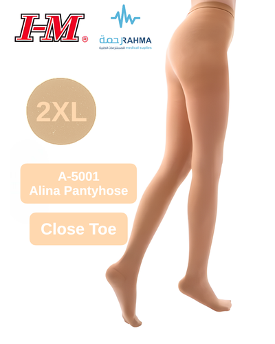 جورب الينا ضغط دوالي مقفول كامل-Alina Medical Compression Stocking Panthose 20-30mmHg-XXLarge-Close Toe A-5001XXL20-30-C