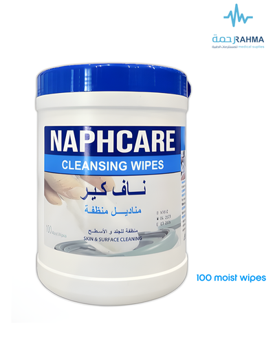ناف كير مناديل منظفة للجلد والاسطح -Naphcare Cleansing Wipes Skin &Surface Cleaning 100Moist Wipes