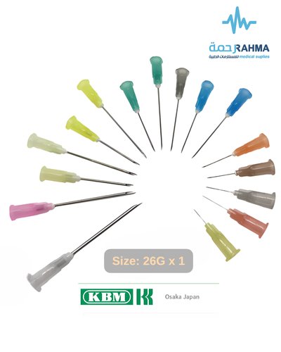 نيدل سرنج معقم 26GX1-KBM Single Use Only Disposable Needle 100 pcs 26GX1