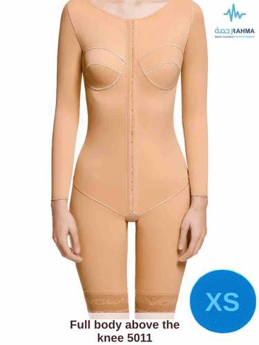 مشد بعد عمليات شفط الدهون من البطن والفخذ والورك، و تجميل الظهر ورفع الذراعين.-VOE Above The Knee Full Body Shaper Beige-5011-XS