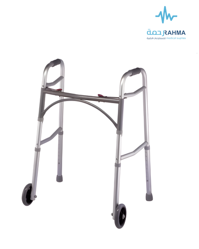 مشاية الومنيوم عالية التحمل مع كفرات Kaiyang Deluxe 2-Button Folding Walker with 5
