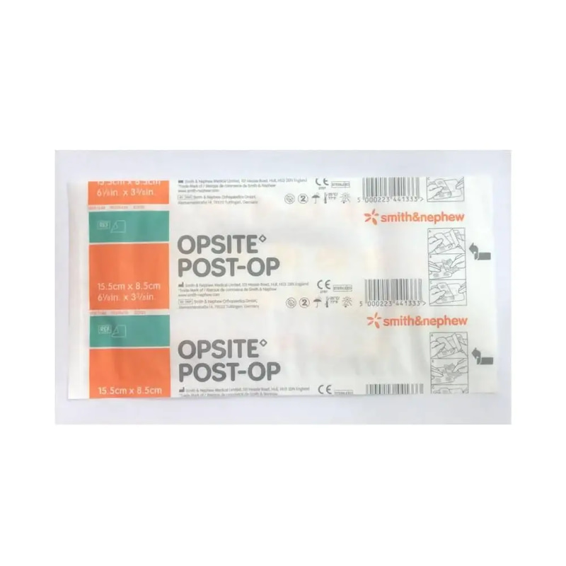 ضمادة ماصة بعد العملية مقاومة للماء والبكتيريا 15.5X8.5cm-Smith&nephew Opsite Post-op Absorbent Waterproof and Bacteia proof film Dressing 15.5X8.5cm