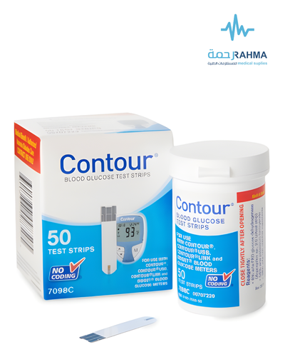 كونتور شرائط اختبار جلوكوز بالدم-Contour Blood Glucose Test Strips 50 pcs