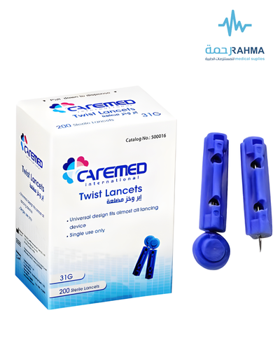كير ميد ابر وخز مضلعة -Caremed Twist Lancets 31G 200 Sterile Lancets