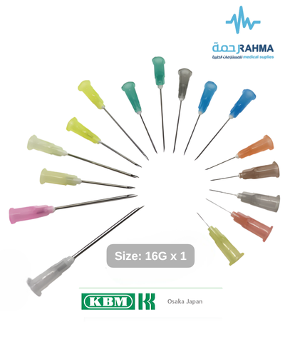 نيدل سرنج معقم 16GX1-KBM Single Use Only Disposable Needle 100 pcs 16GX1