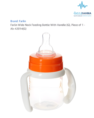 فارلين رضاعة بلاستيك واسعة الرقبة 150مل برتقالي -Farlin Mom Fit Wide Neck Feeding Bottle 150ml