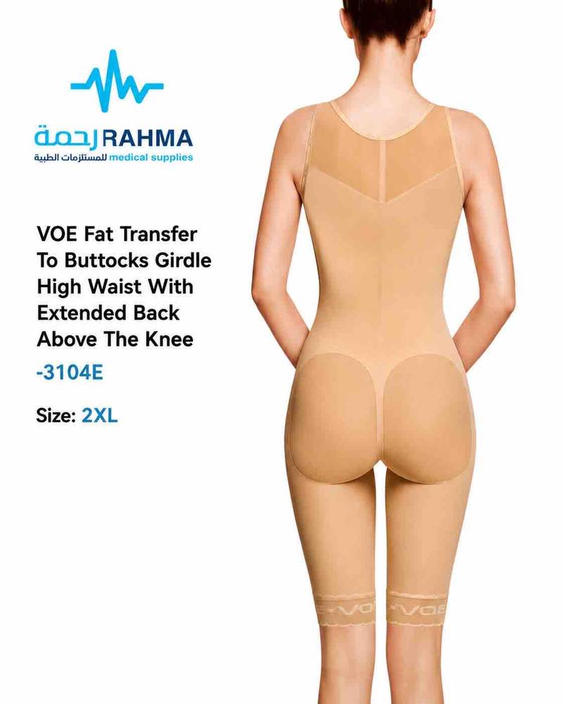 -VOE Fat Transfer To Buttocks Girdle High Waist With Extended Back Above The Knee-2XL #3104E