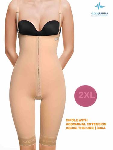 ‎مشد بعد عمليات شفط الدهون في البطن والفخذين والورك-VOE Abdominal girdle above the knees Beige  3004-2XL