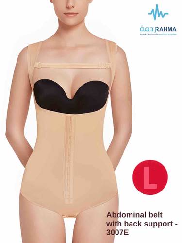 مشد بعد عملية شفط الدهون من البطن والجانبين، مع عملية شفط الدهون من الظهر-VOE Abdominal Support With Extended Back Beige-L
