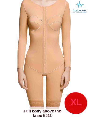 مشد بعد عمليات شفط الدهون من البطن والفخذ والورك، و تجميل الظهر ورفع الذراعين.-VOE Above The Knee Full Body Shaper Beige-5011-XL