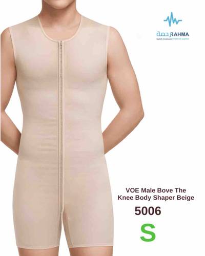 مشد الجسم للفترة ما بعد الجراحة بعد جراحة تجميل الصدر، البطن، والفخذين.- 5006 VOE Male Bove The Knee Body Shaper Beige -S
