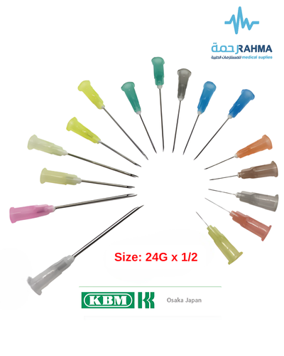 نيدل سرنج معقم 24GX1/2-KBM Single Use Only Disposable Needle 100 pcs 24GX1/2