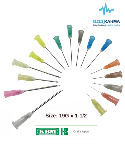 نيدل سرنج معقم ''KBM Single Use Only Disposable Needle 100 pcs 19GX 1 1/2