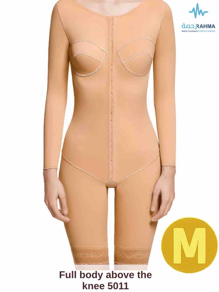 مشد بعد عمليات شفط الدهون من البطن والفخذ والورك، و تجميل الظهر ورفع الذراعين.-VOE Above The Knee Full Body Shaper Beige-5011-M