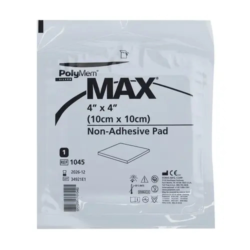 ضمادة غير لاصقة بالفضة 10X10cm-Polymem Silver Max Non-Adesive Pad 10X10cm