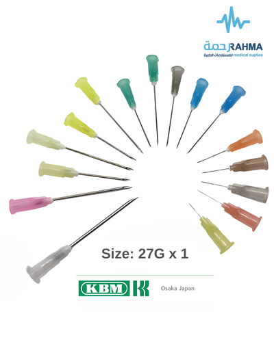 نيدل سرنج معقم 27GX1-KBM Single Use Only Disposable Needle 100 pcs 27GX1