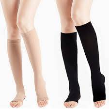 جورب الينا ضغط دوالي مفتوح تحت الركبة -Alina Medical Compression Stocking Knee High 15-20mmHg XLarge-Open Toe A8002
