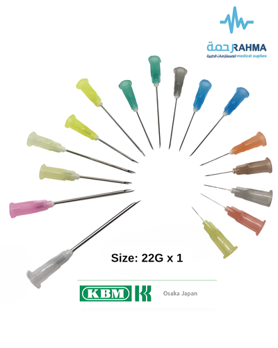 نيدل سرنج معقم 22GX1-KBM Single Use Only Disposable Needle 100 pcs 22GX1