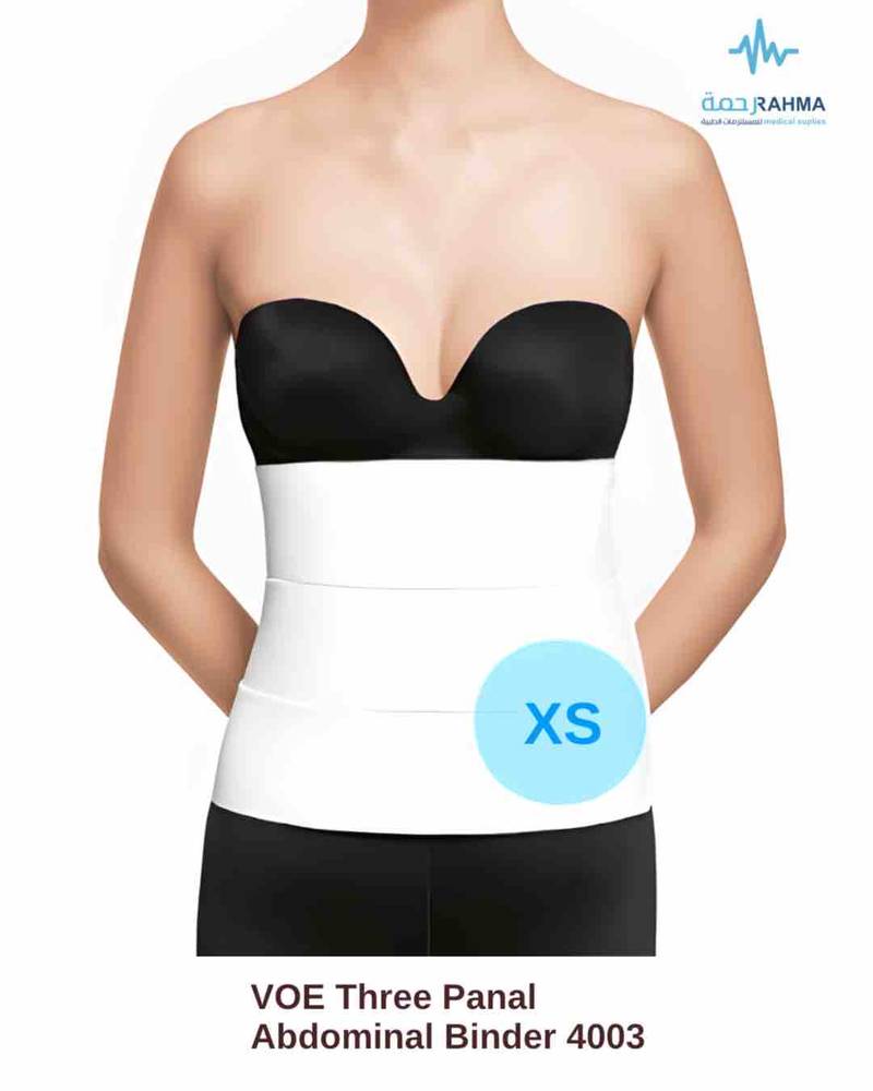 مشد بعد عمليات البطن و الولاده ودعم الحوض-VOE Three Panal Abdominal Binder White Height 24cm-4003-XS
