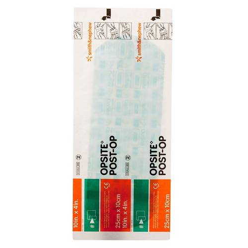 ضمادة ماصة بعد العملية مقاومة للماء والبكتيريا 25X10cm-Smith&nephew Opsite Post-op Absorbent Waterproof and Bacteia proof film Dressing 25X10cm