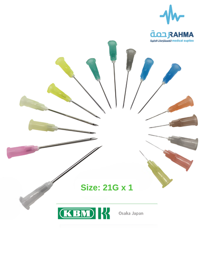 نيدل سرنج معقم 21GX1-KBM Single Use Only Disposable Needle 100 pcs 21GX1