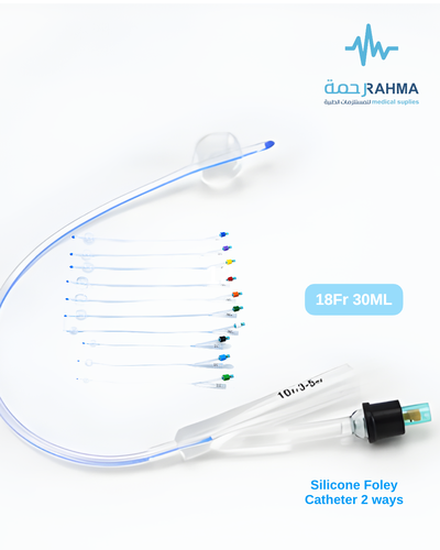قسطرة بولية سيلكون - HITECare Silicone Foley Catheter 2Way 18Fr 30ml