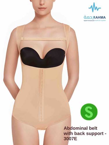 مشد بعد عملية شفط الدهون من البطن والجانبين، مع عملية شفط الدهون من الظهر—3007E VOE Abdominal Support With Extended Back Beige-S