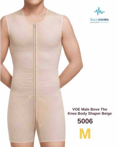 مشد الجسم للفترة ما بعد الجراحة بعد جراحة تجميل الصدر، البطن، والفخذين.-VOE Male Bove The Knee Body Shaper Beige -M
