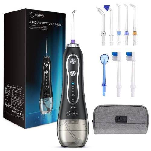 بيستوب خيط مائي اسود 8 رؤؤس-Bestope Cordless Water Flosser 8Nozzles