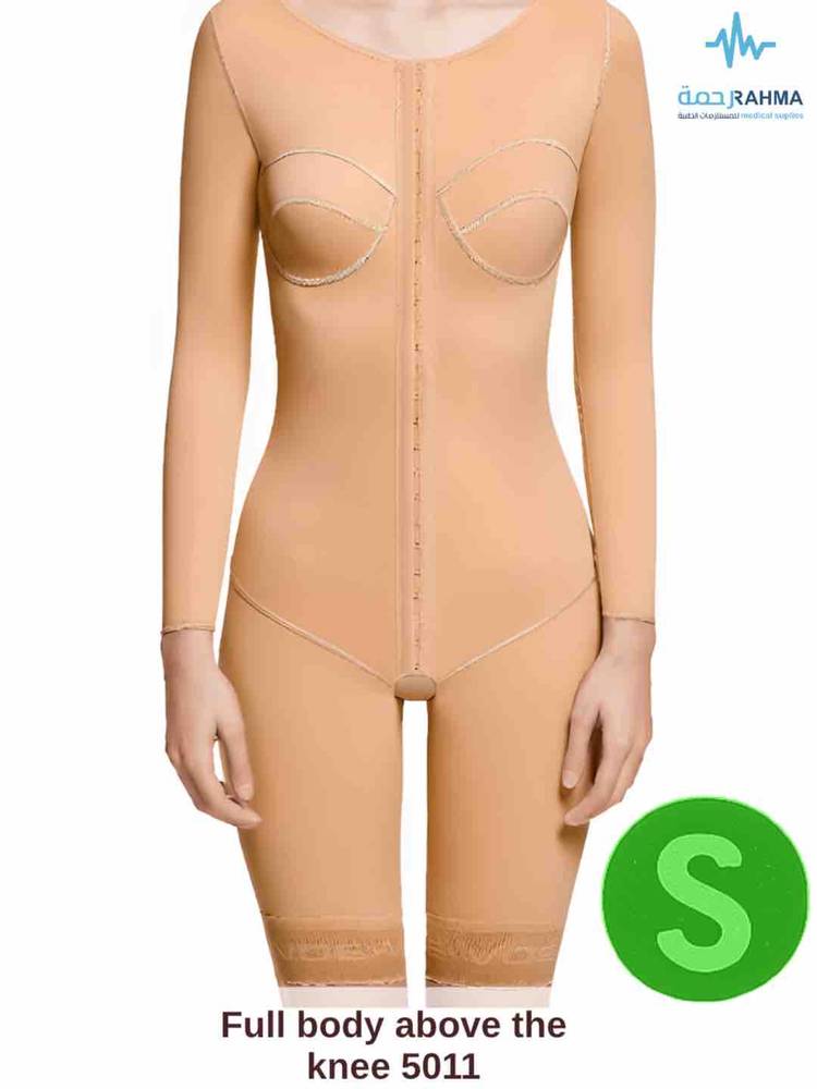مشد بعد عمليات شفط الدهون من البطن والفخذ والورك، و تجميل الظهر ورفع الذراعين.-VOE Above The Knee Full Body Shaper Beige-5011-S