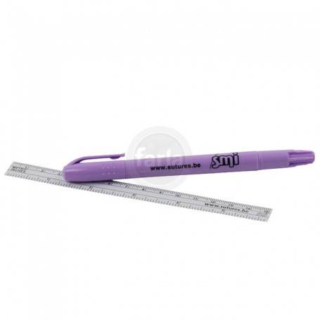 قلم التحديد علي الجلد مع مسطره معقم -Smi Dual Tip Skin Marker and Ruler