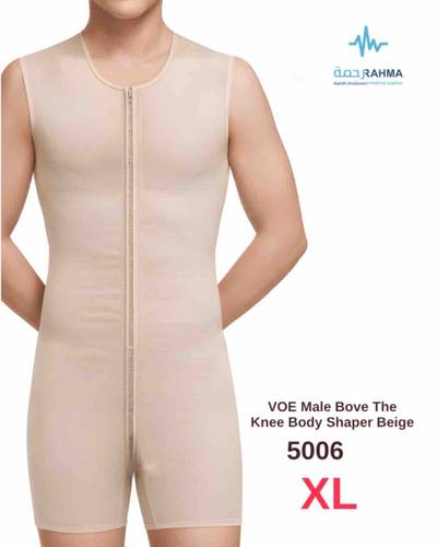 مشد الجسم للفترة ما بعد الجراحة بعد جراحة تجميل الصدر، البطن، والفخذين.-VOE Male Bove The Knee Body Shaper Beige -5006-XL