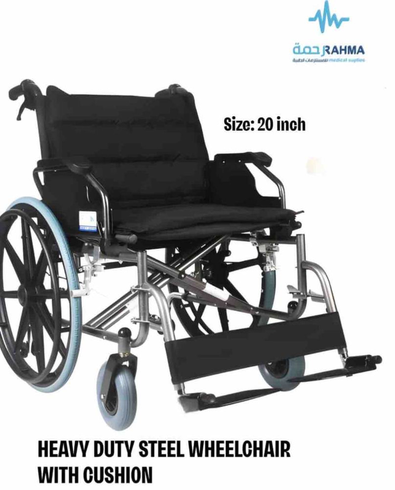 كرسي متحرك ستيل 20 انش KAIYANG HEAVY DUTY STEEL WHEELCHAIR WITH CUSHION 20