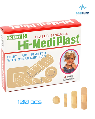 بلاستر متنوع 100 حبه- KBM Hi-Mediplast Plastic Bandages 4 Sizes 100pcs