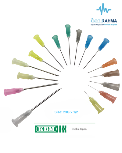 نيدل سرنج معقم 23GX1/2-KBM Single Use Only Disposable Needle 100 pcs 23GX1/2