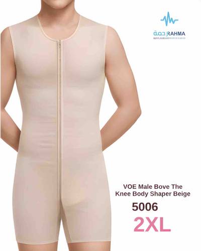 مشد الجسم للفترة ما بعد الجراحة بعد جراحة تجميل الصدر، البطن، والفخذين.- 5006 VOE Male Bove The Knee Body Shaper Beige -XXL