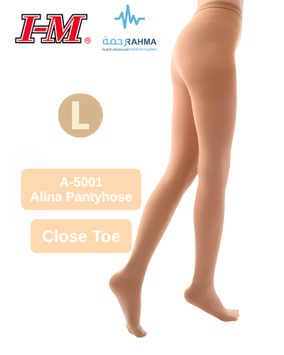جورب الينا ضغط دوالي مقفول كامل-Alina Medical Compression Stocking Panthose A-5001- 20-30mmHg-Large-Close Toe