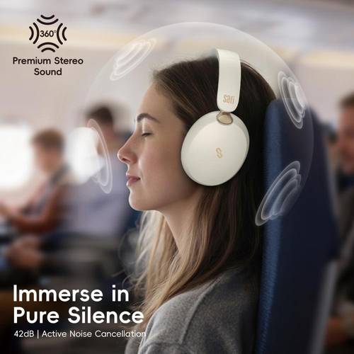 سافي - سماعة رأس لاسلكية بعزل ضوضاء نشط هجين AuraSense - ذهبي