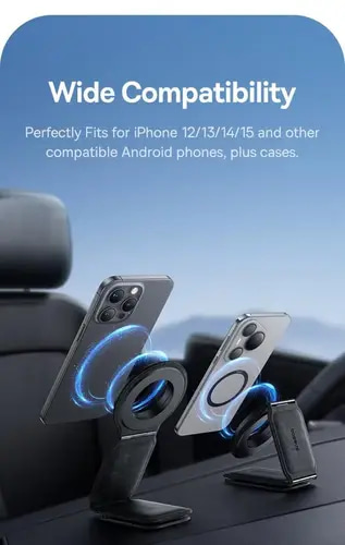 ستاند بيسوس c02 ماج سيف للجوال دوران 360 درجة - اسود