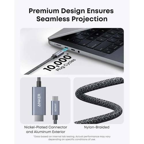 كيبل انكر نانو من USB-C إلى HDMI – بطول 1.8 متر، دقة 4K - أسود