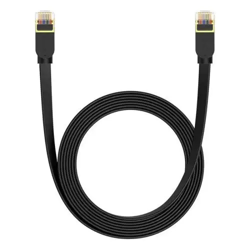 كيبل بيسوس  إيثرنت عالي السرعة Cat7 10 جيجا بايت كيبل مسطح 3 متر - اسود